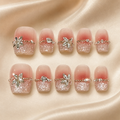 Blush Crystal French– Medium Press-On Nails