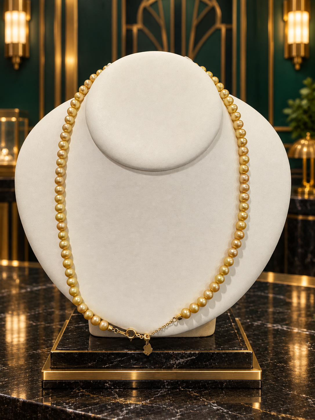 Golden Sea Radiance – 4mm Perfectly Round Freshwater Cultured Pearl Strand