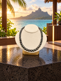 Midnight Lagoon – 8mm Perfectly Round Dark Natural Cultured Pearl Strand