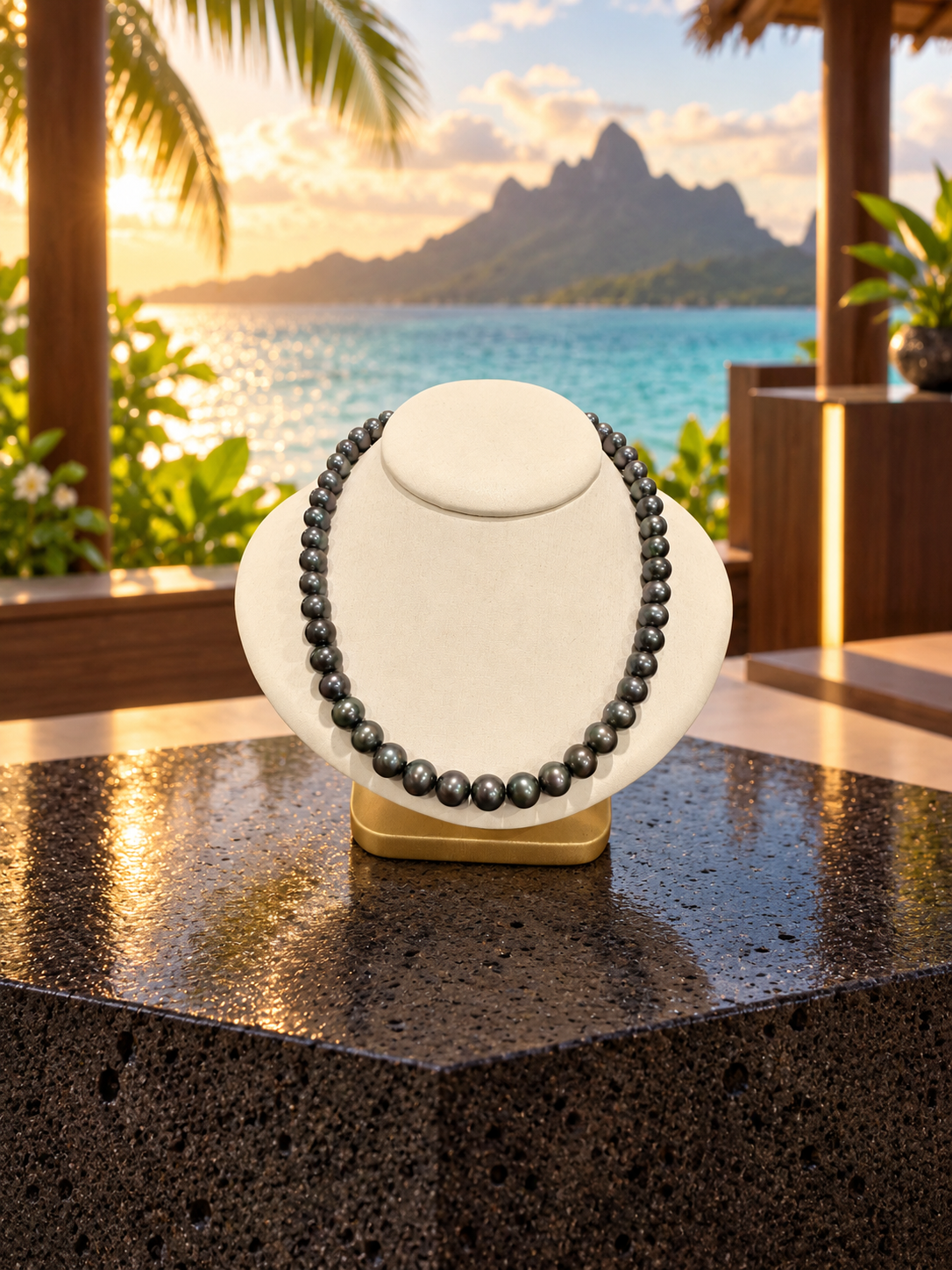 Midnight Lagoon – 8mm Perfectly Round Dark Natural Cultured Pearl Strand