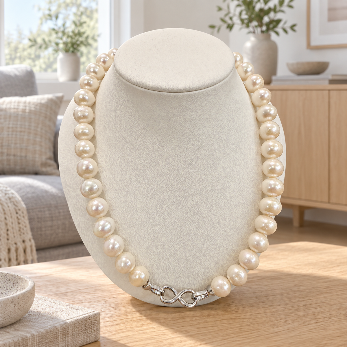 RADIANT UNITY – 10 MM NEAR-ROUND FRESHWATER PEARL STRAND