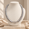 SILVER MOON – 9 MM GREY OVAL FRESHWATER PEARL STRAND