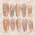 Silver Bow Stardust – Small Press-On Nails